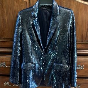 Tahari Sequin Blazer - Shimmering Blue